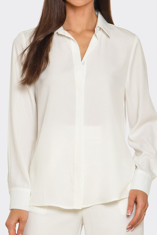 ANGELIQUE LONG SLEEVE BUTTON DOWN SHIRT