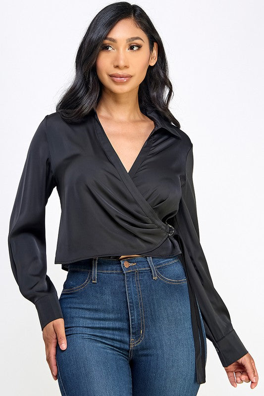 WRAP AROUND ME SATIN TOP
