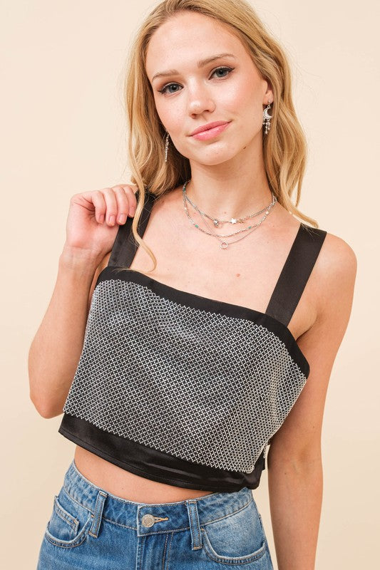 CRISTALINA SATIN SQUARE NECK TOP