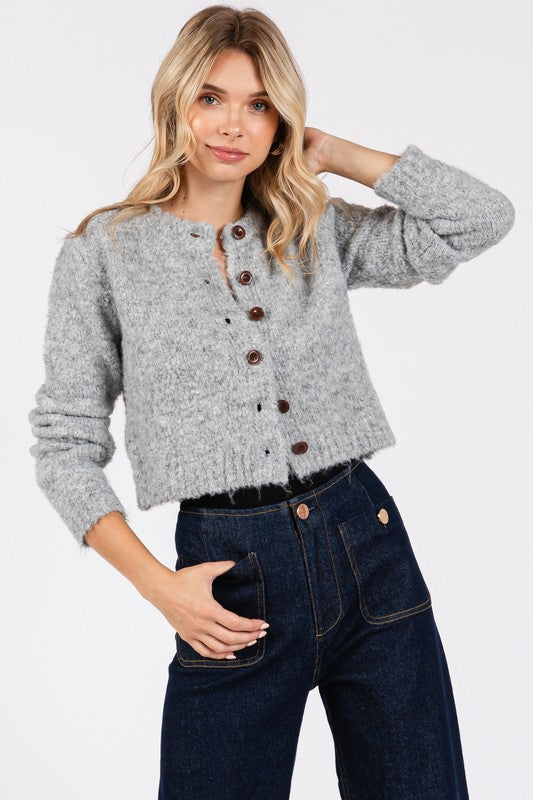 Fuzzy Long Sleeve Cardigan