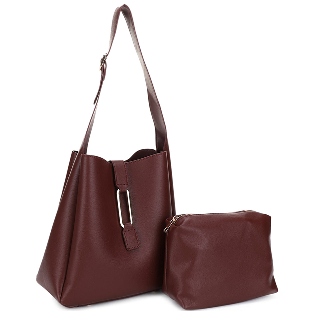 Fashion Shoulder Hobo With Zipper Pouch Set