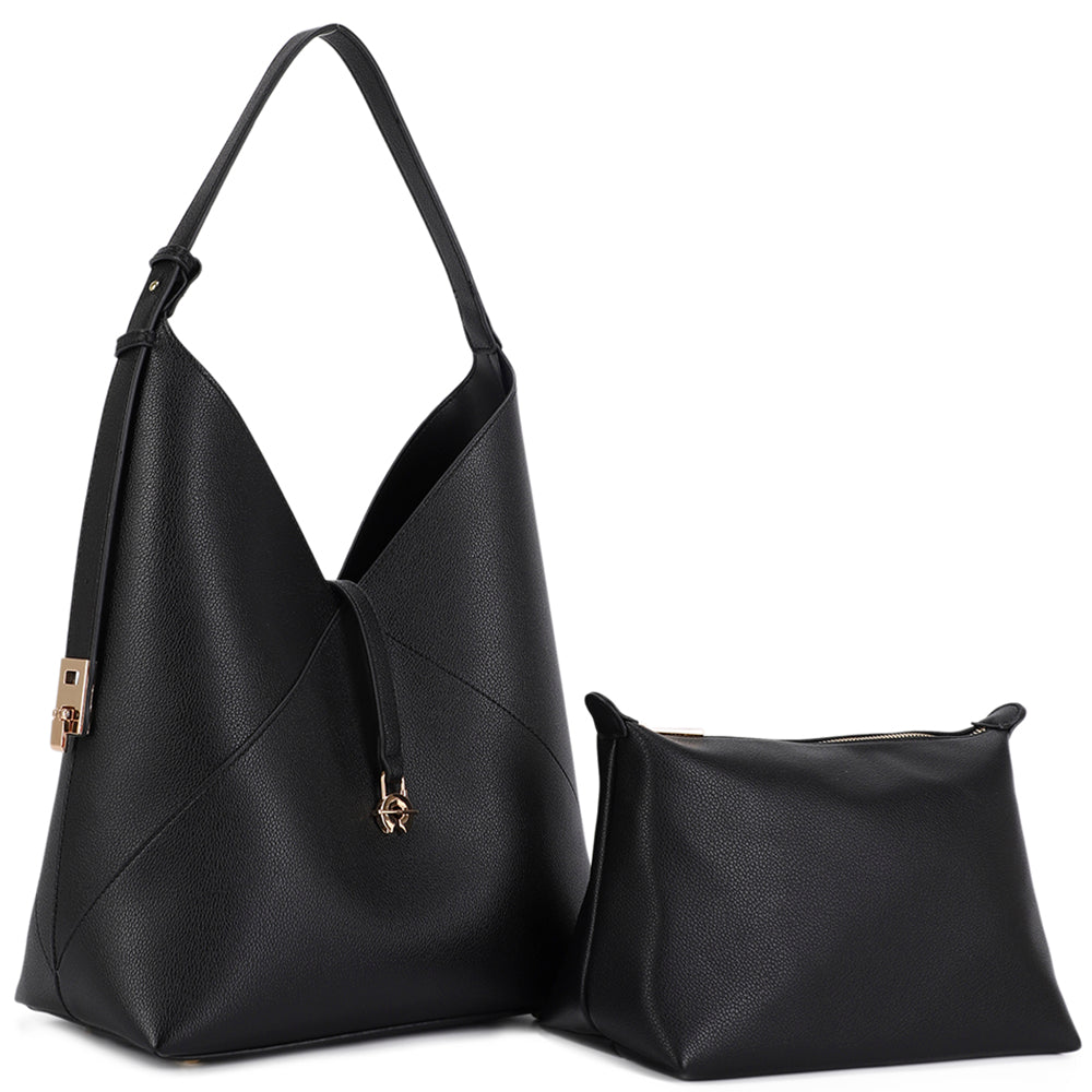 Shoulder Hobo Bag With Pouch Set