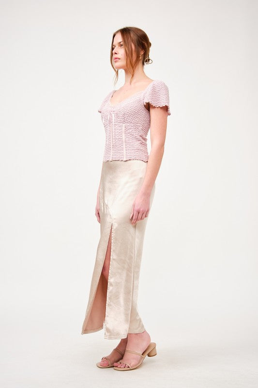 SLIT HAPPENS MIDI SKIRT