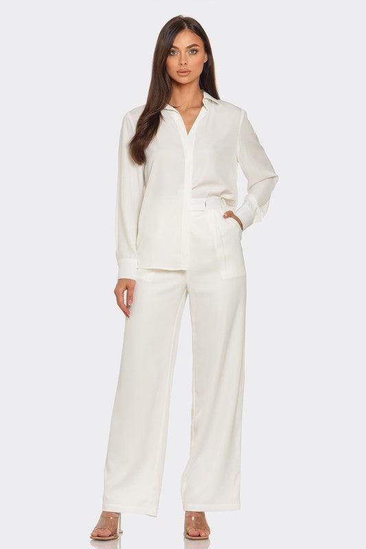 ANGELIQUE LONG SLEEVE BUTTON DOWN SHIRT