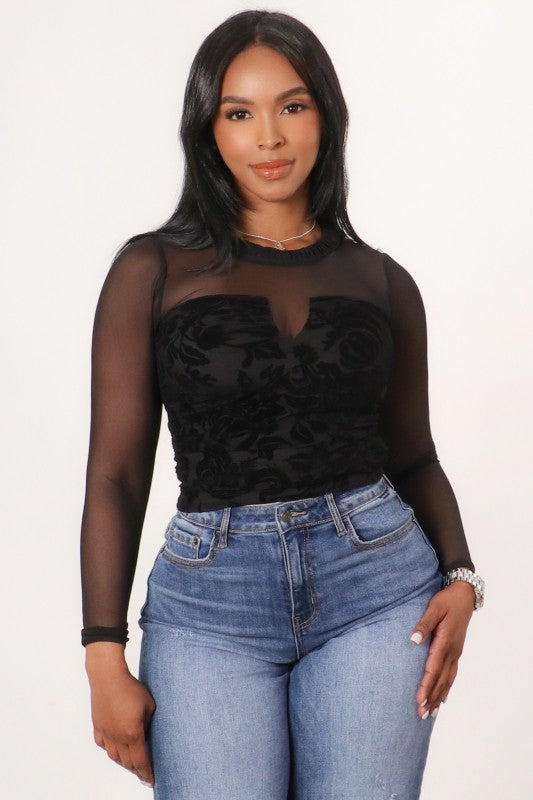 La Florecente Velvet Mesh Top