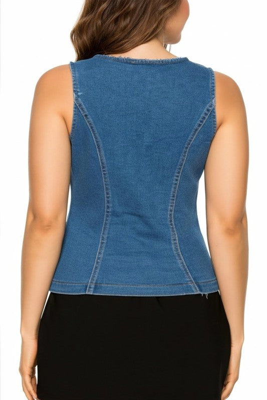 Nova Denim Vest‑Blouse