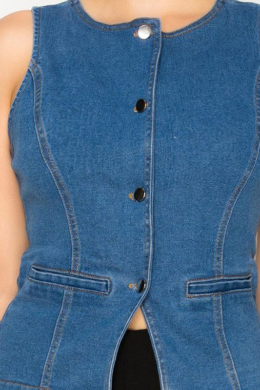 Nova Denim Vest‑Blouse