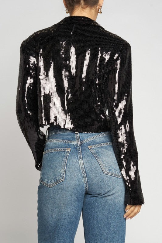 Sequin Cropped Jacket