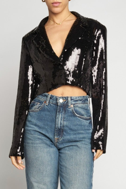 Sequin Cropped Jacket