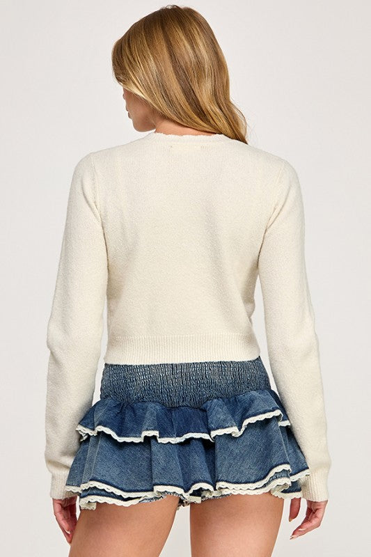 Flower Embroidery Cardigan