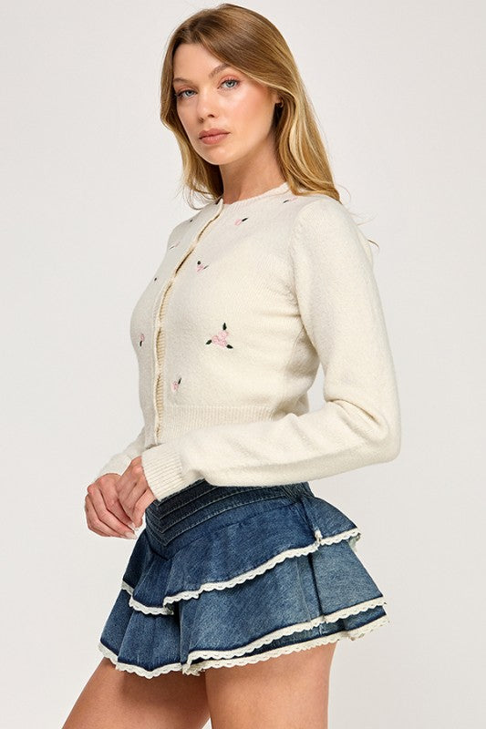 Flower Embroidery Cardigan